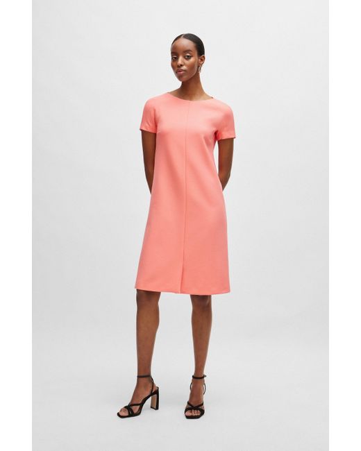 Boss Pink Kurzarm-Kleid aus elastischem Material-Mix