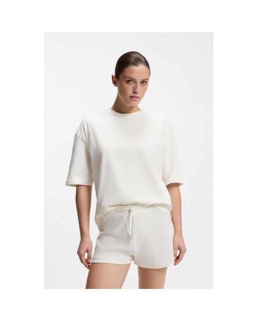 HUGO White Stretch-Cotton Pyjamas With Mesh Logo Inserts