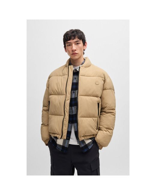 HUGO Natural Regular-Fit Water-Repellent Jacket With Logo Badge for men