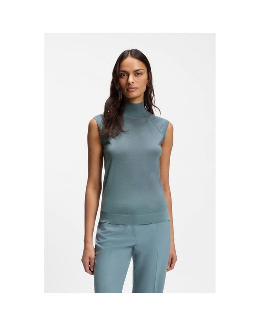 Boss Green Sleeveless Mock-Neck Sweater