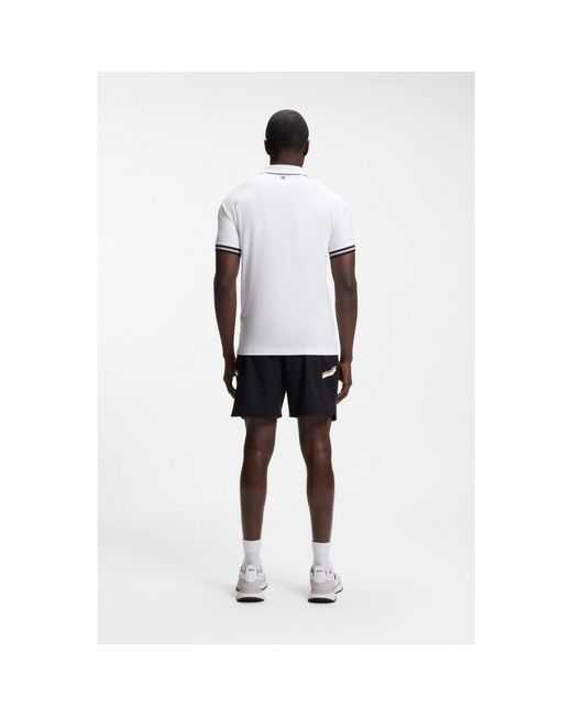 Boss White Active Slim-Fit Polo Shirt With Moisture Management for men