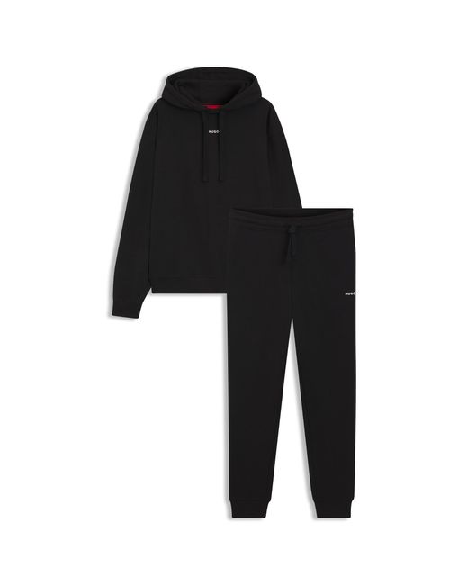 HUGO Black Cotton Tracksuit Set for men