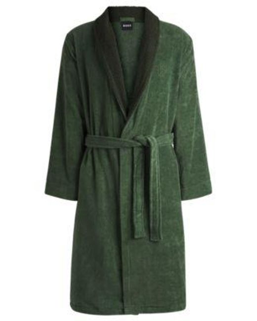 Peignoir En Velours De Coton À Monogramme Double B Boss pour homme en coloris Green