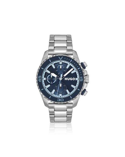 HUGO Blue Dial Watch With Link Bracelet for men