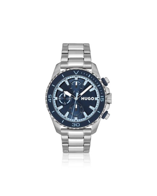 HUGO Blue Dial Watch With Link Bracelet for men