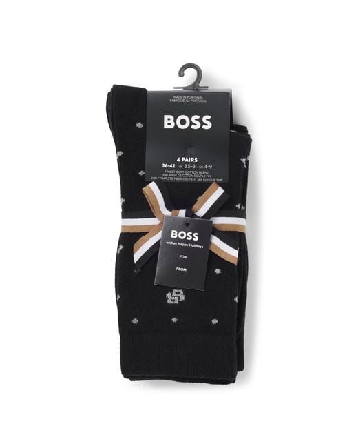 Boss Black Four-Pack Of Regular-Length Socks With Logo Details