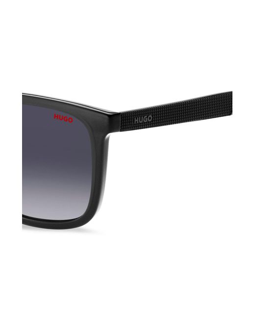 HUGO Black-acetate Sunglasses With Patterned Temples for men