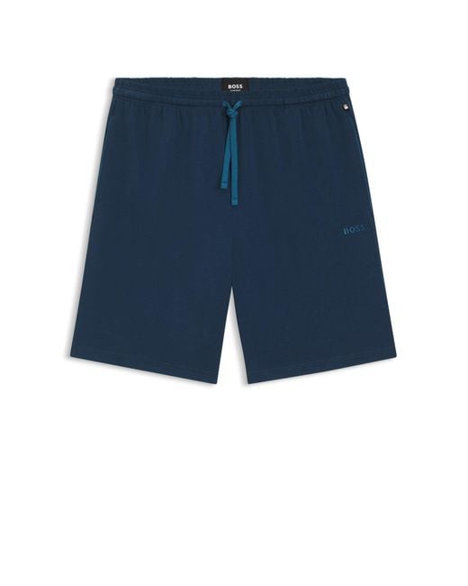 Boss Shorts Van Stretchkatoen Met Logostiksel in het Blue voor heren