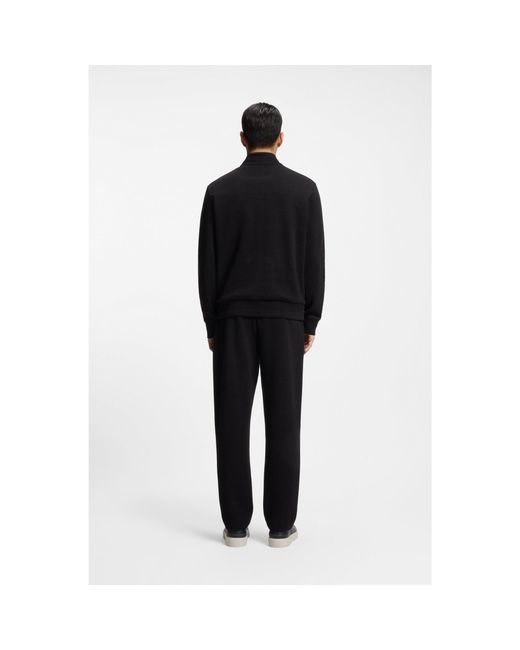 Boss Black Cotton-Blend Zip Sweatshirt With Waffle Texture for men