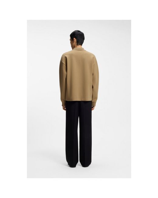 HUGO Natural Structured Cotton-Blend Sweatshirt With Polo Collar for men