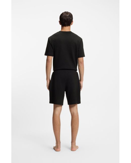HUGO Pyjama-Shorts Mit Waffelstruktur Und Logo-Stickerei in Black für Herren