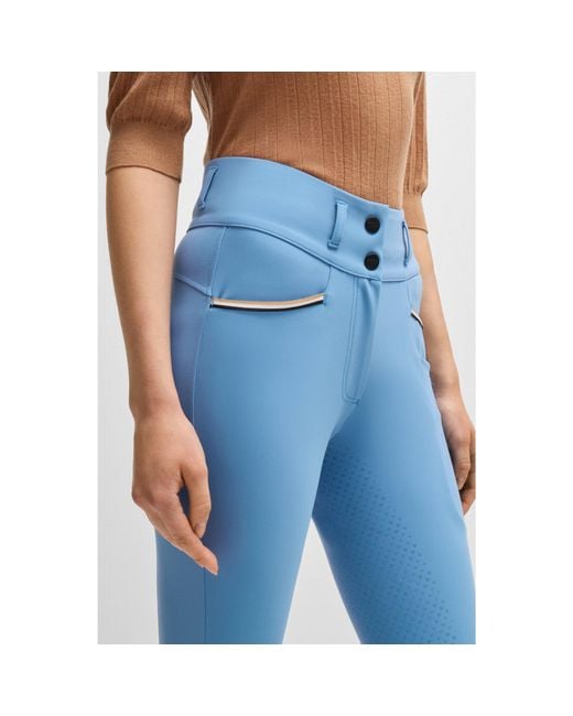 Boss Blue Equestrian Full-Grip Breeches With Four-Way Stretch