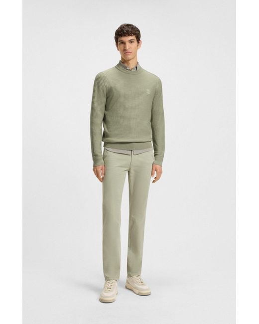 Boss Pullover Aus Baumwoll-Mix Mit Kaschmir Und Logo-Aufnäher in Green für Herren
