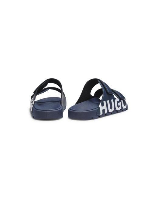 HUGO Blue Logo Sandals With Double Touch-Closure Straps for men