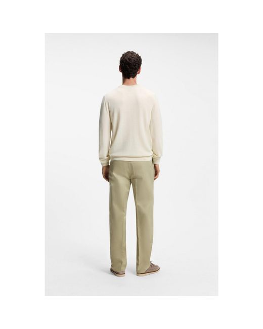 Boss Natural Wool-Blend Sweater With A Textured Front for men