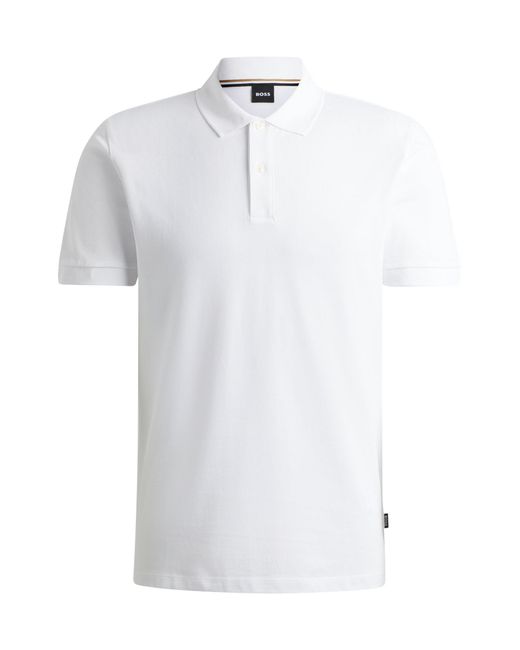 Boss White Regular-fit Polo Shirt In Cotton Piqué for men
