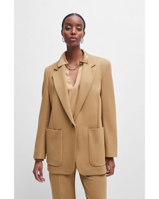 Boss Natural Relaxed-fit Jacket In Stretch Jersey With Half Lining