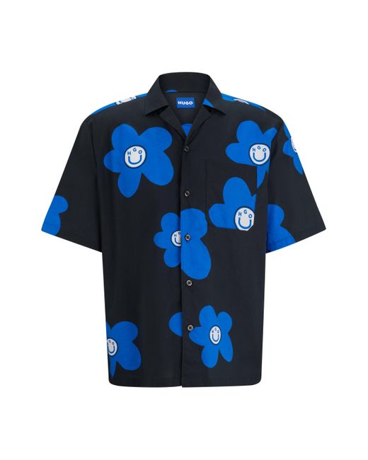 HUGO Business Hemd ELIGINO Oversize Fit in Blue für Herren