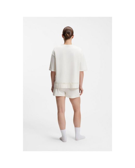 HUGO White Stretch-Cotton Pyjamas With Mesh Logo Inserts