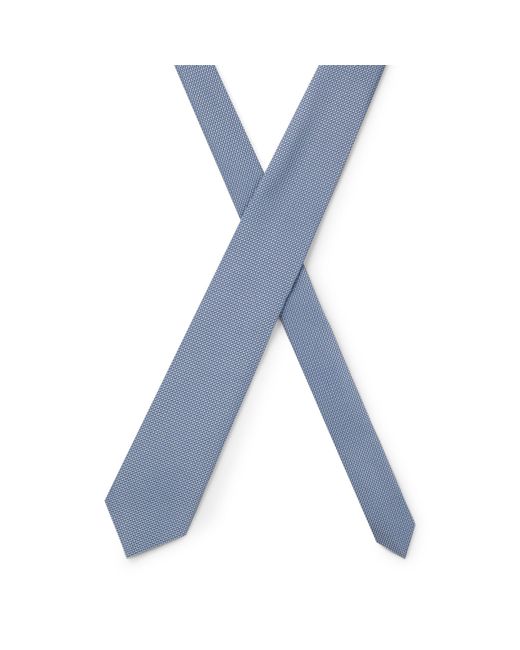 Boss Blue Silk-Blend Tie With Micro Pattern for men