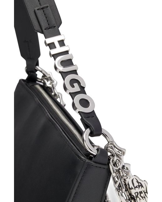 BOSS by HUGO BOSS X Bella Poarch Asymmetric Fauxleather Shoulder Bag in Black Lyst UK