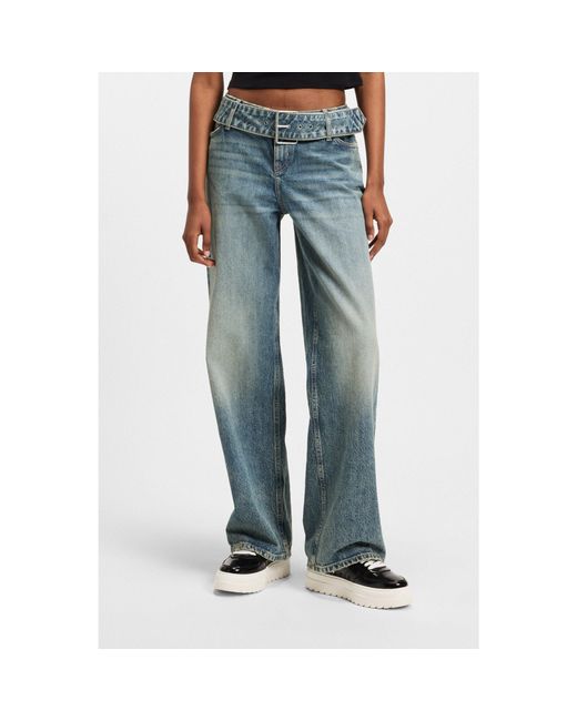 HUGO Blue Baggy-Fit Jeans With Denim Belt