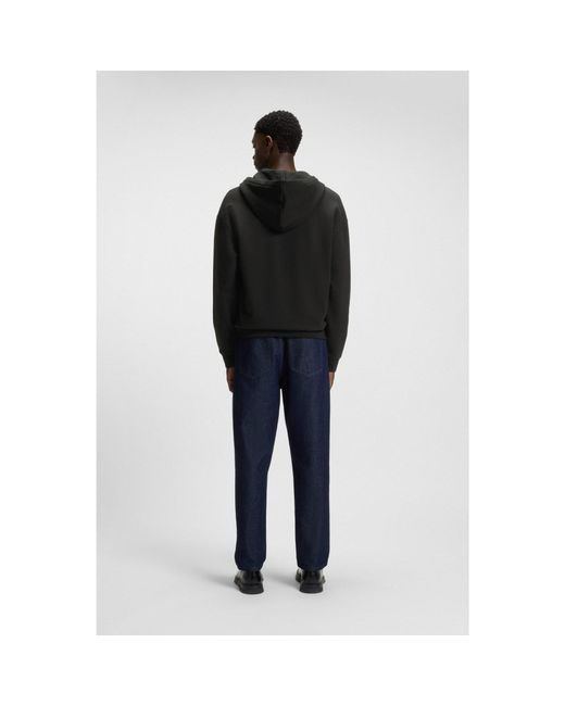 HUGO Black Relaxed-Fit Zip-Up Hoodie for men
