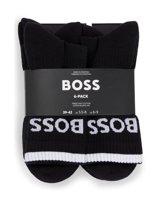 Boss Black Six-pack Of Ribbed Short Socks In A Cotton Blend for men