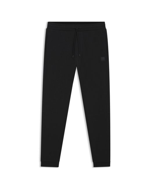 Boss Black Cotton-Terry Tracksuit Bottoms With Logo Patch for men