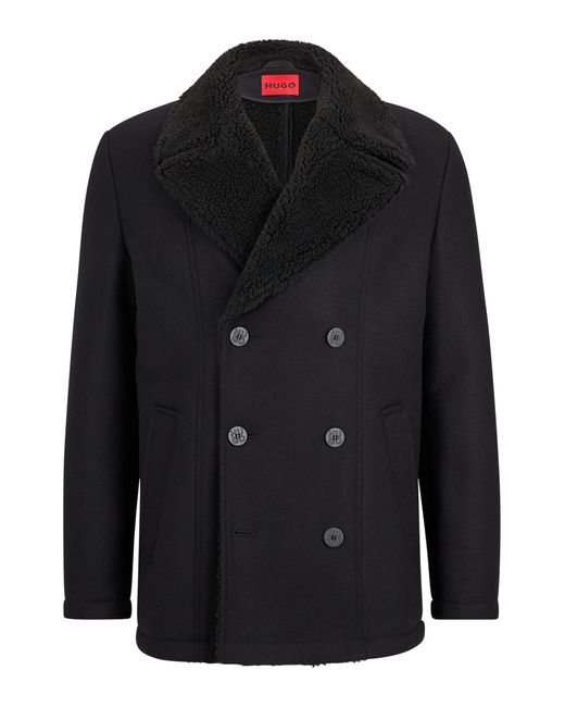 BOSS by HUGO BOSS Slimfit Caban Jacket With Teddy Trim in Black for