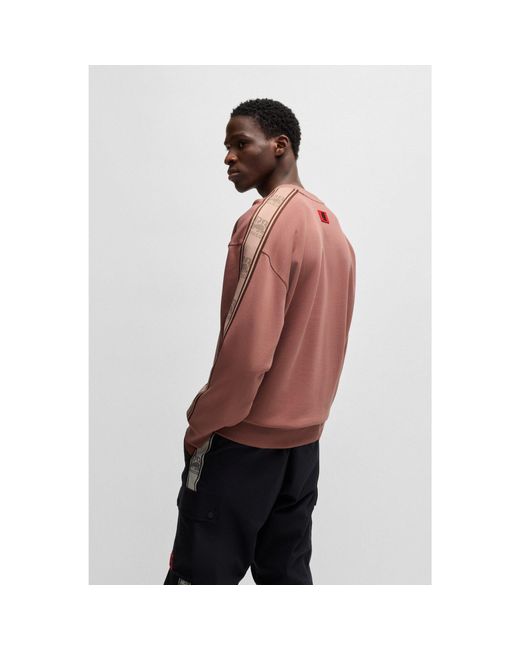 HUGO X Rb Cotton Terry Sweatshirt With Branded Tape in Red for Men Lyst UK