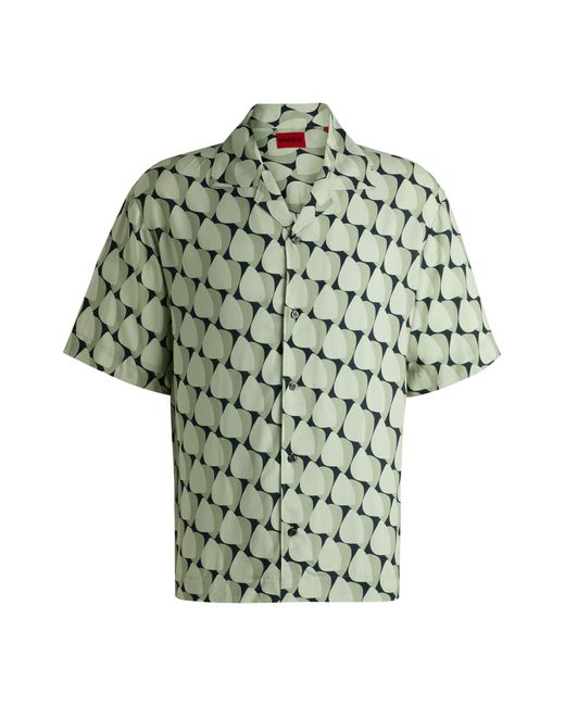 HUGO Oversized-Fit Overhemd Met Abstracte Print in het Green voor heren