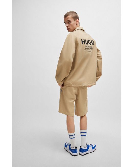 HUGO Slim-fit Coachjas Met Logoprints in het Natural voor heren