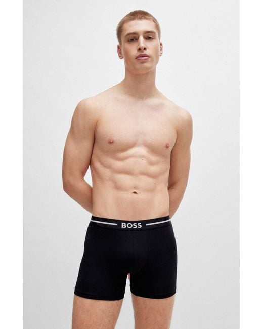 Boss Black Three-pack Of Stretch-cotton Boxer Briefs for men