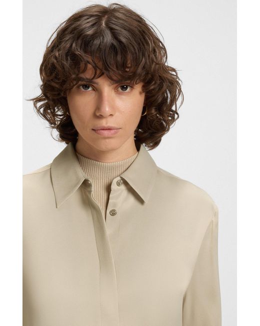 Boss Natural Regular-Fit Bluse Aus Satin