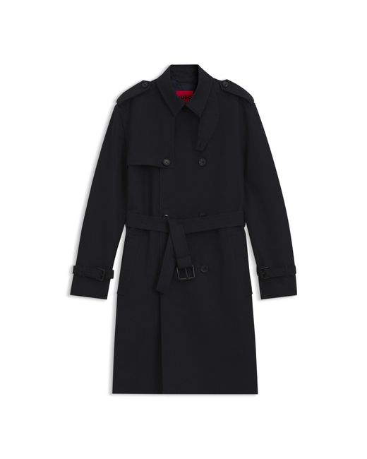 HUGO Black Water-Repellent Trench Coat for men
