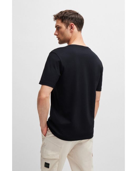 T-shirt Regular en jersey de coton à motif artistique typographique Boss pour homme en coloris Black