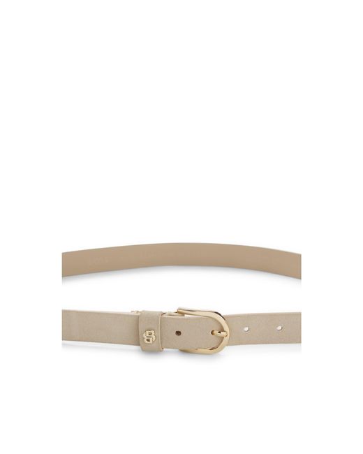 Boss Natural Suede Belt With-Tone Double B Monogram