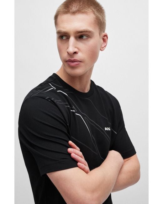 Boss Regular-fit T-shirt Van Een Katoenmix Met Nieuw Artwork in het Black voor heren