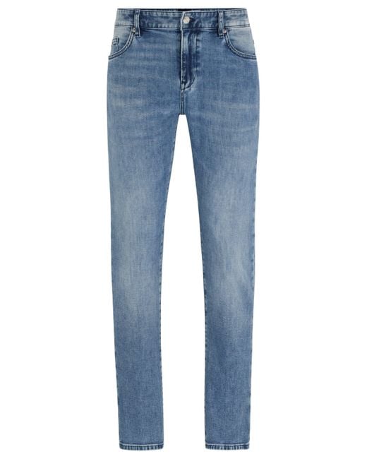 Boss Slim-Fit Jeans aus blauem Denim mit Kaschmir-Haptik in Blue für Herren