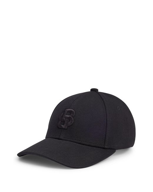 Boss Black Cotton-blend Cap With Embroidered Double Monogram