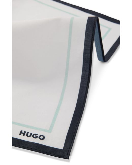 HUGO Einstecktuch aus Baumwolle mit Bordüre und Logo in White für Herren