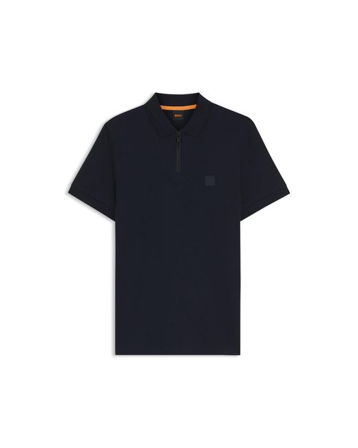 Boss Black Stretch-Cotton Slim-Fit Polo Shirt With Logo Patch for men