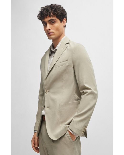 Boss Natural Slim-fit Single-breasted Jacket In A Linen Blend for men