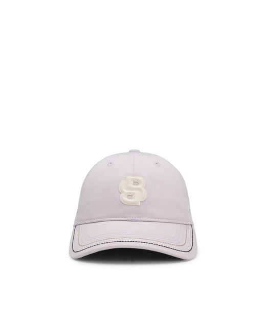 Boss White Equestrian Cotton Cap With Double B Monogram
