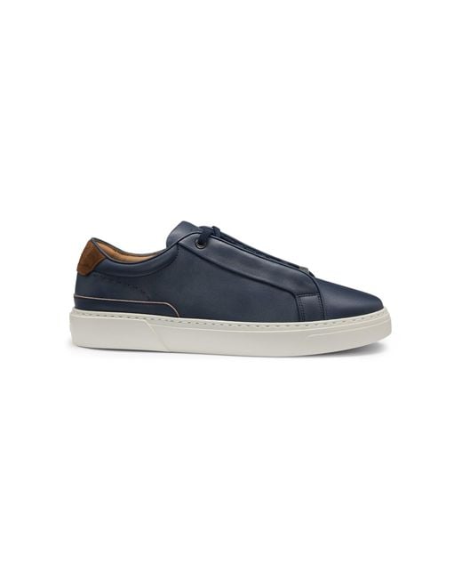 Boss Gary Ledersneakers Mit Veloursleder-Ferse in Blue für Herren