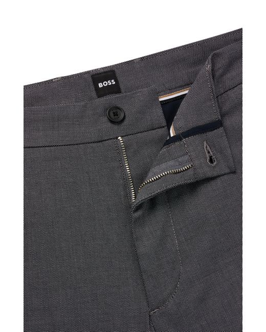 Boss Gray Regular-fit Trousers In Patterned Stretch Cotton for men