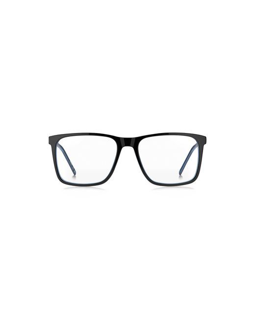 HUGO Black Acetate Optical Frames With Contrast Rubber Logo for men
