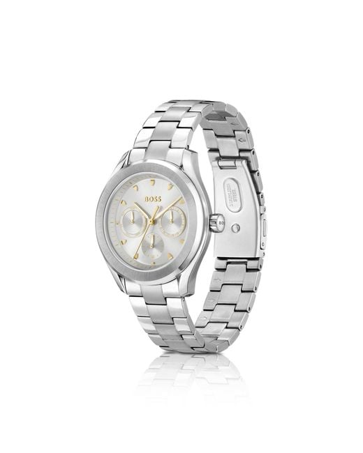 Boss White Link-Bracelet Watch With Dial