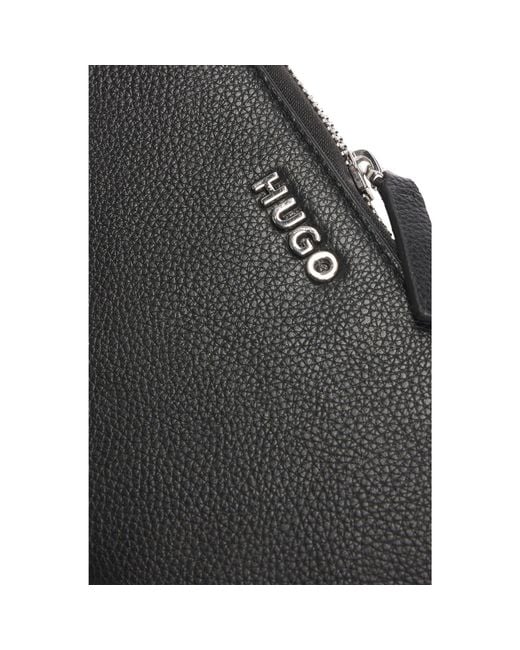 HUGO Black Faux-Leather Wallet With Embossed Grain